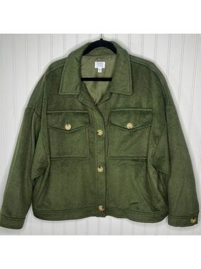 Green Button Up Shirt Jacket Size 16-18